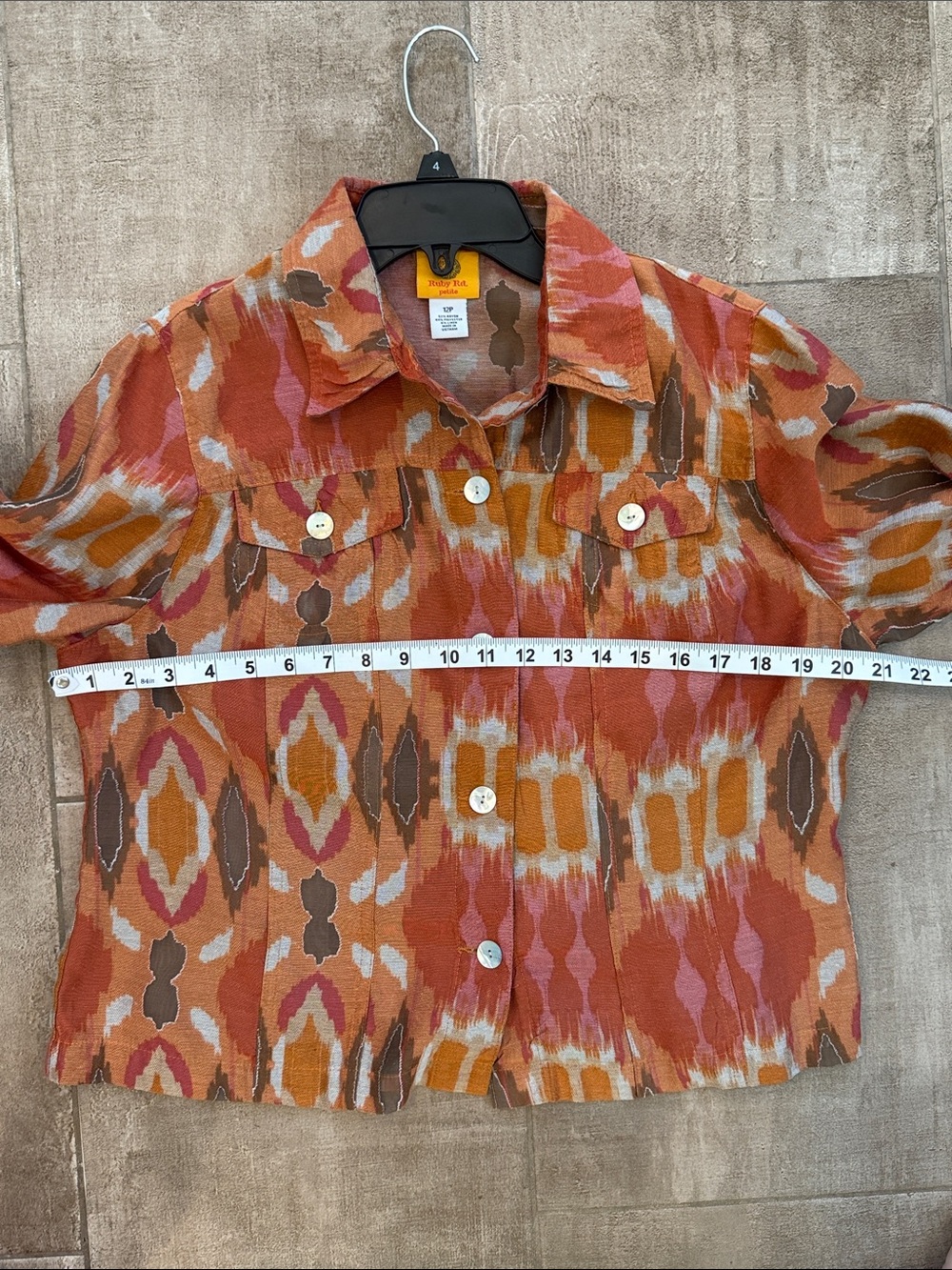 Ruby Rd. Rust Multi Ikat-Print Button Front Jacket - Picture 7 of 9